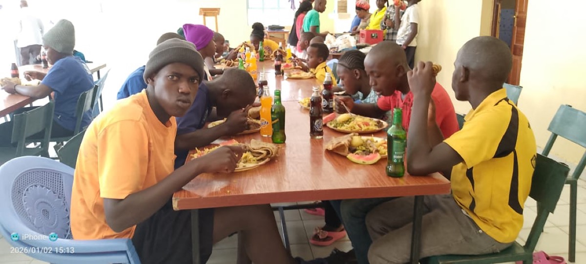 Children enjoying their Christmas meal